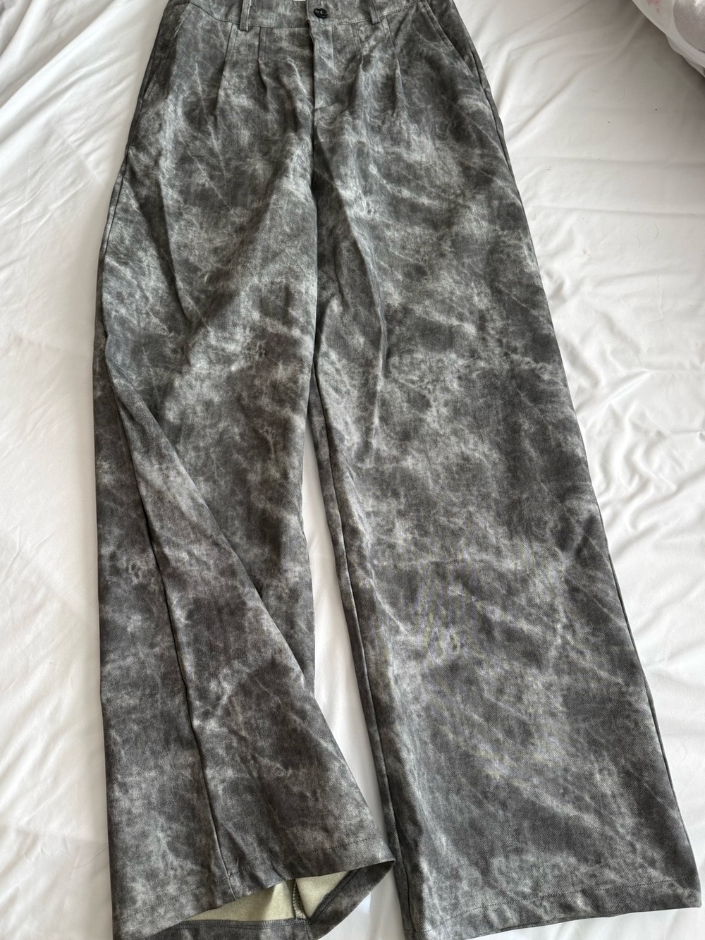 Women's Wide-Leg Tie-Dye Gray Trousers